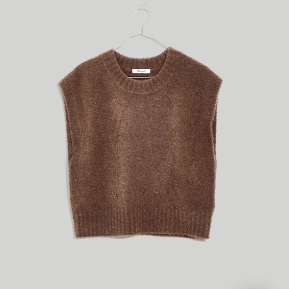 Madewell Bouclé Sweater Vest Brown XL - Picture 2 of 7